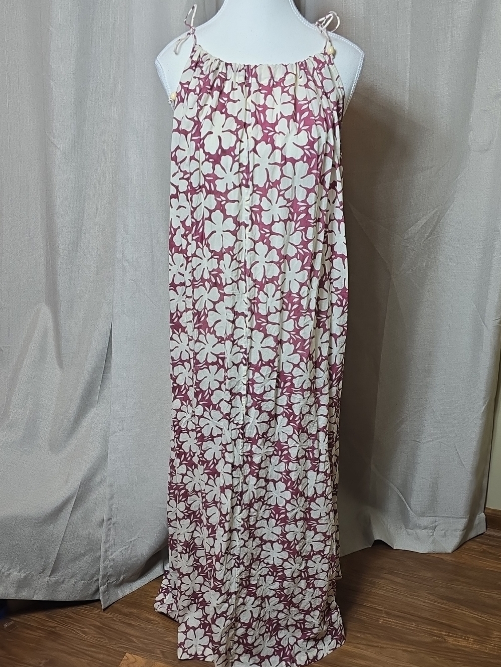 Hannah Artwear Serena Sleeveless Maxi Halter Dress Burgundy Floral